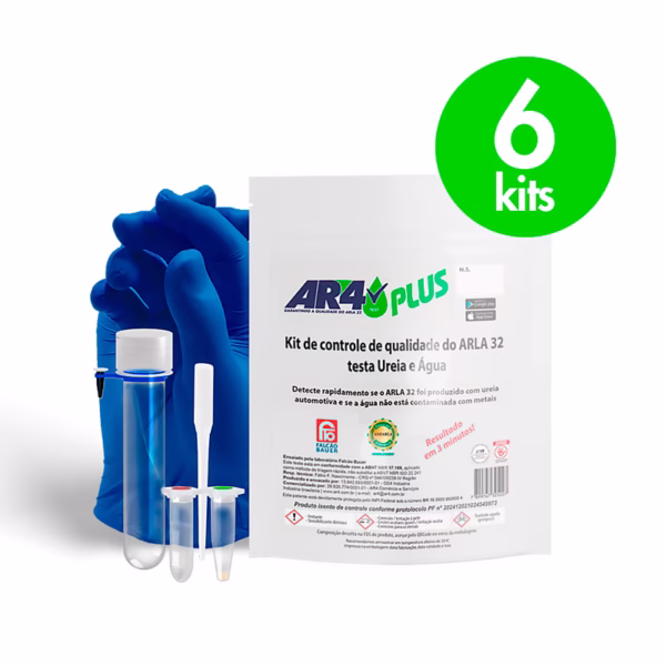6 KITS AR4 PLUS - TESTE DE QUALIDADE DA UREIA E ÁGUA NO ARLA 32
